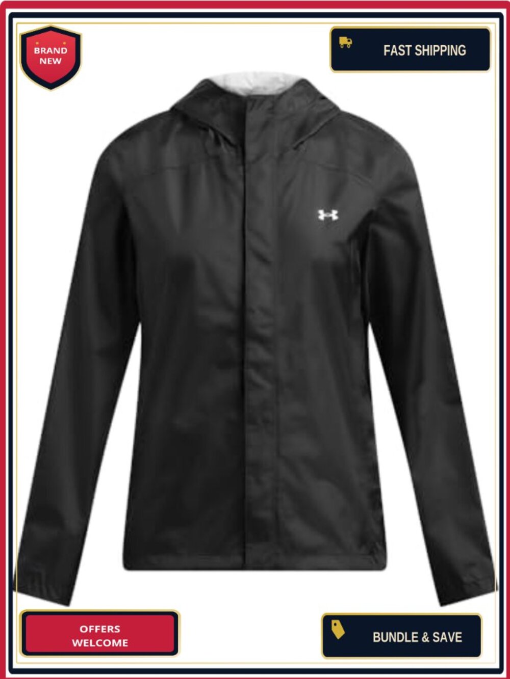 Women's Waterproof Anorak Jacket Zip Pockets Long Sleeve